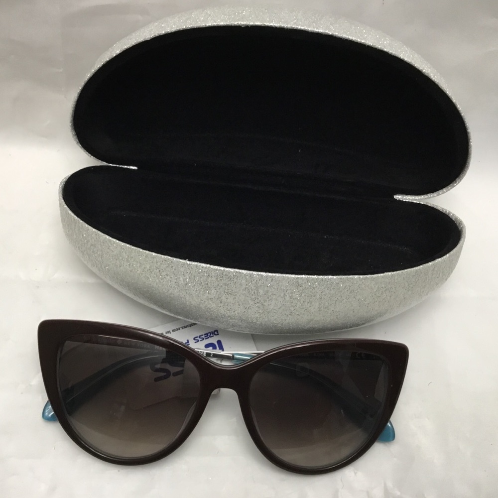 kate spade brown gradient cat-eye sunglasses with silver case